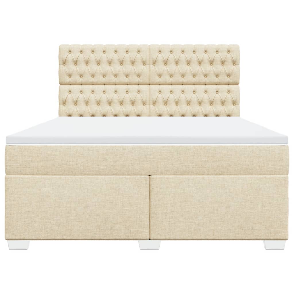 vidaXL Cama box spring con colchón tela color crema 180x200 cm