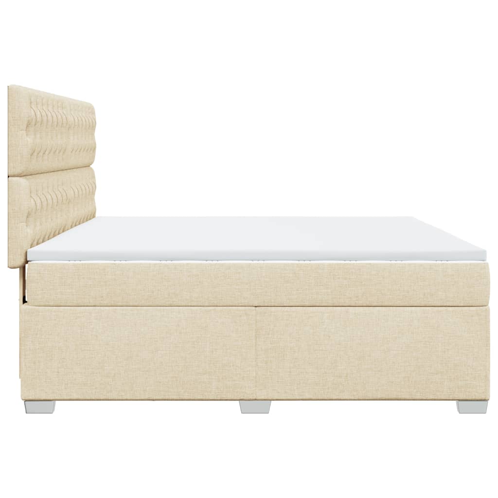 vidaXL Cama box spring con colchón tela color crema 180x200 cm