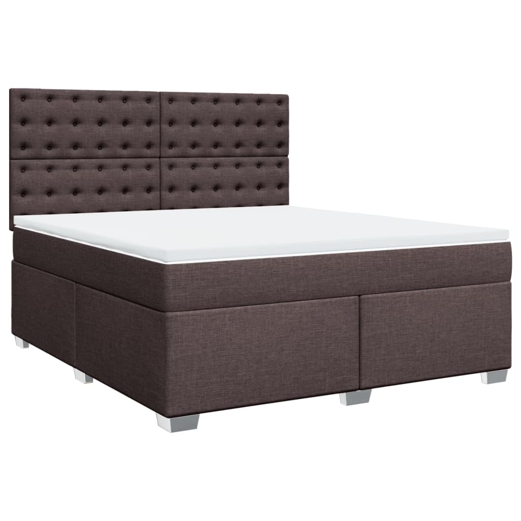 vidaXL Cama box spring con colchón tela marrón oscuro 180x200 cm