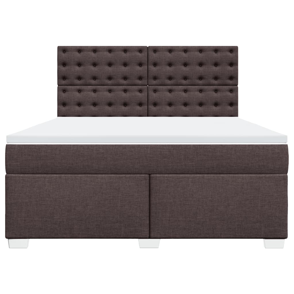 vidaXL Cama box spring con colchón tela marrón oscuro 180x200 cm