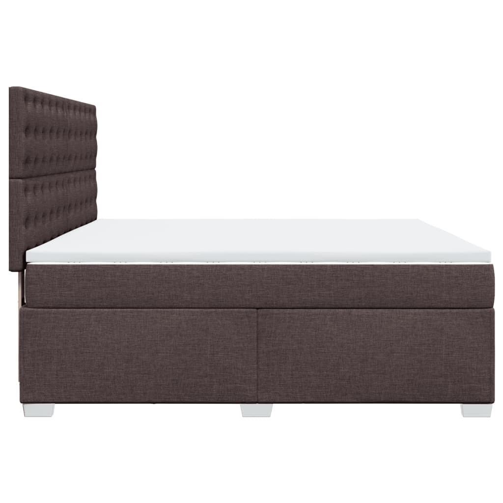 vidaXL Cama box spring con colchón tela marrón oscuro 180x200 cm