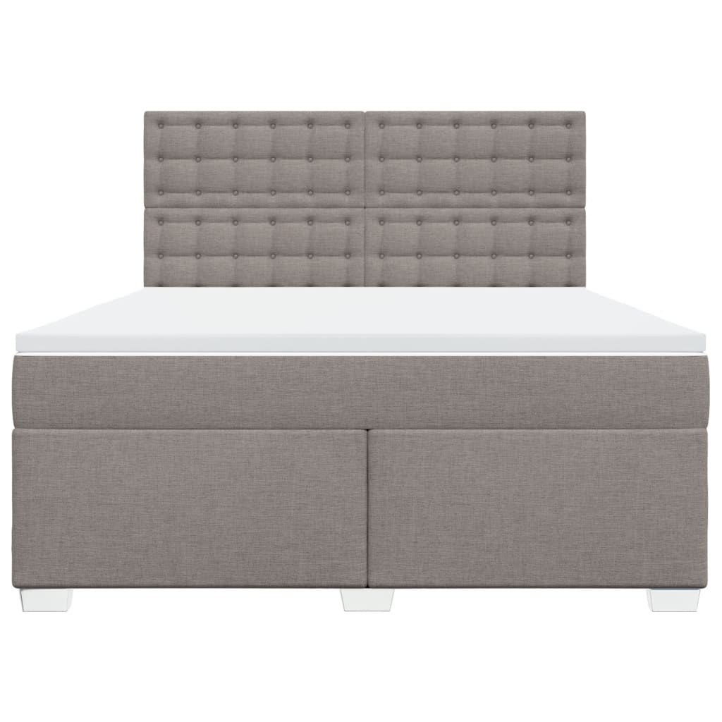 vidaXL Cama box spring con colchón tela gris taupe 180x200 cm