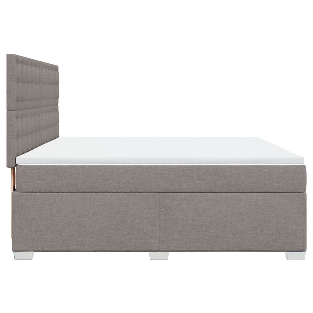 vidaXL Cama box spring con colchón tela gris taupe 180x200 cm