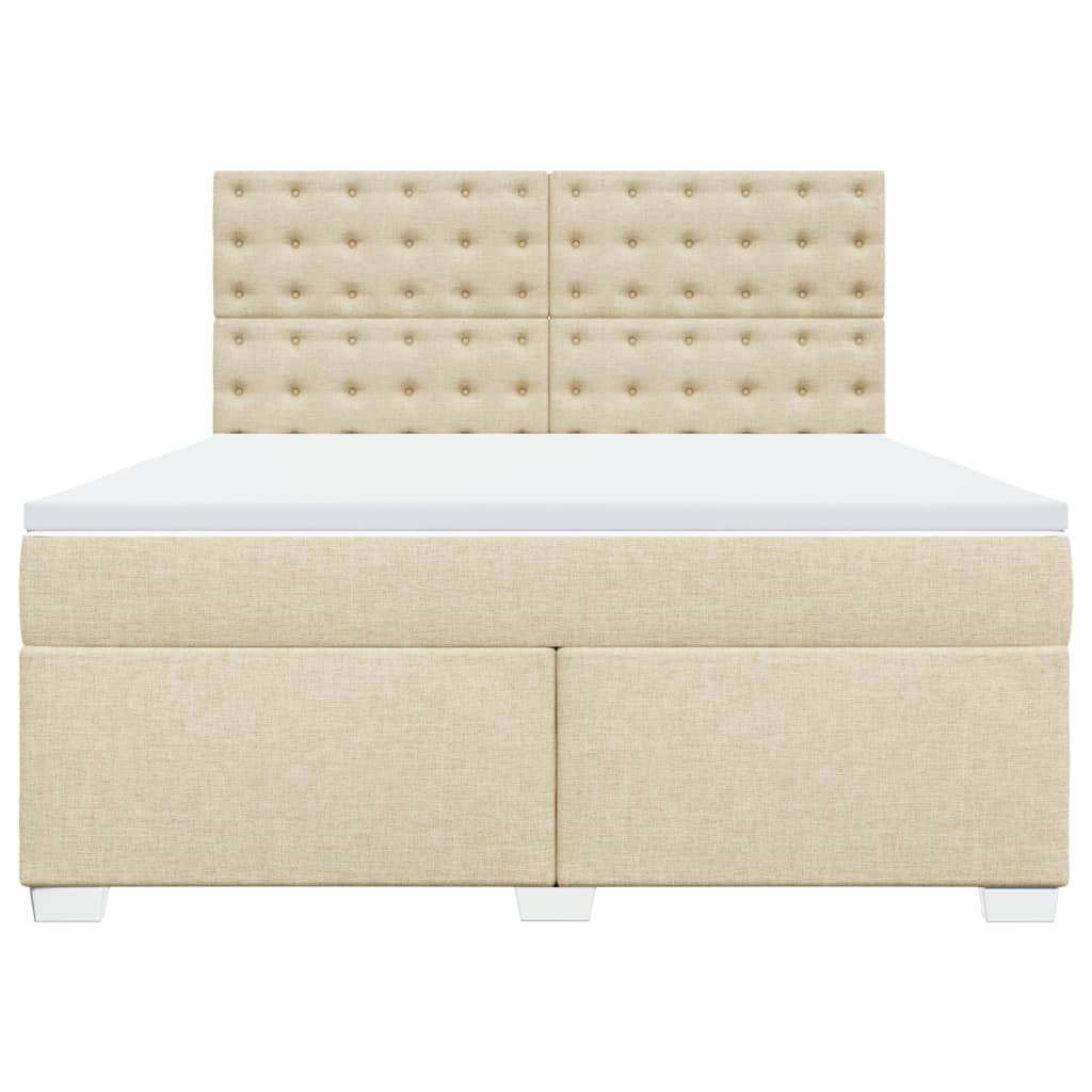 vidaXL Cama box spring con colchón tela color crema 180x200 cm