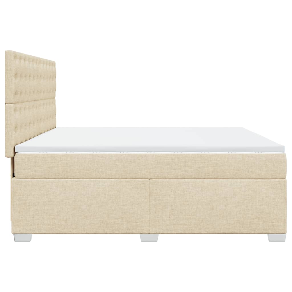 vidaXL Cama box spring con colchón tela color crema 180x200 cm