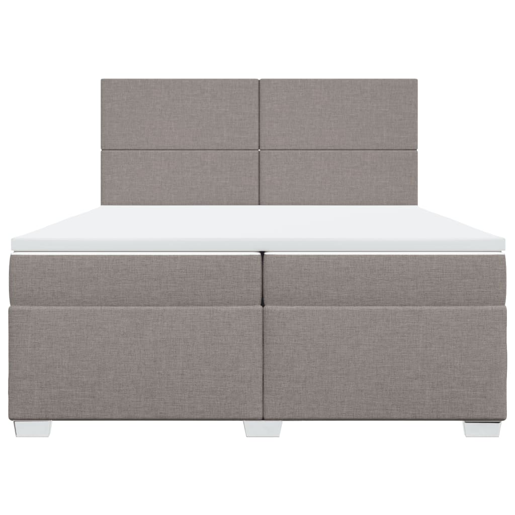 vidaXL Cama box spring con colchón tela gris taupe 200x200 cm