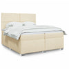 vidaXL Cama box spring con colchón tela color crema 200x200 cm