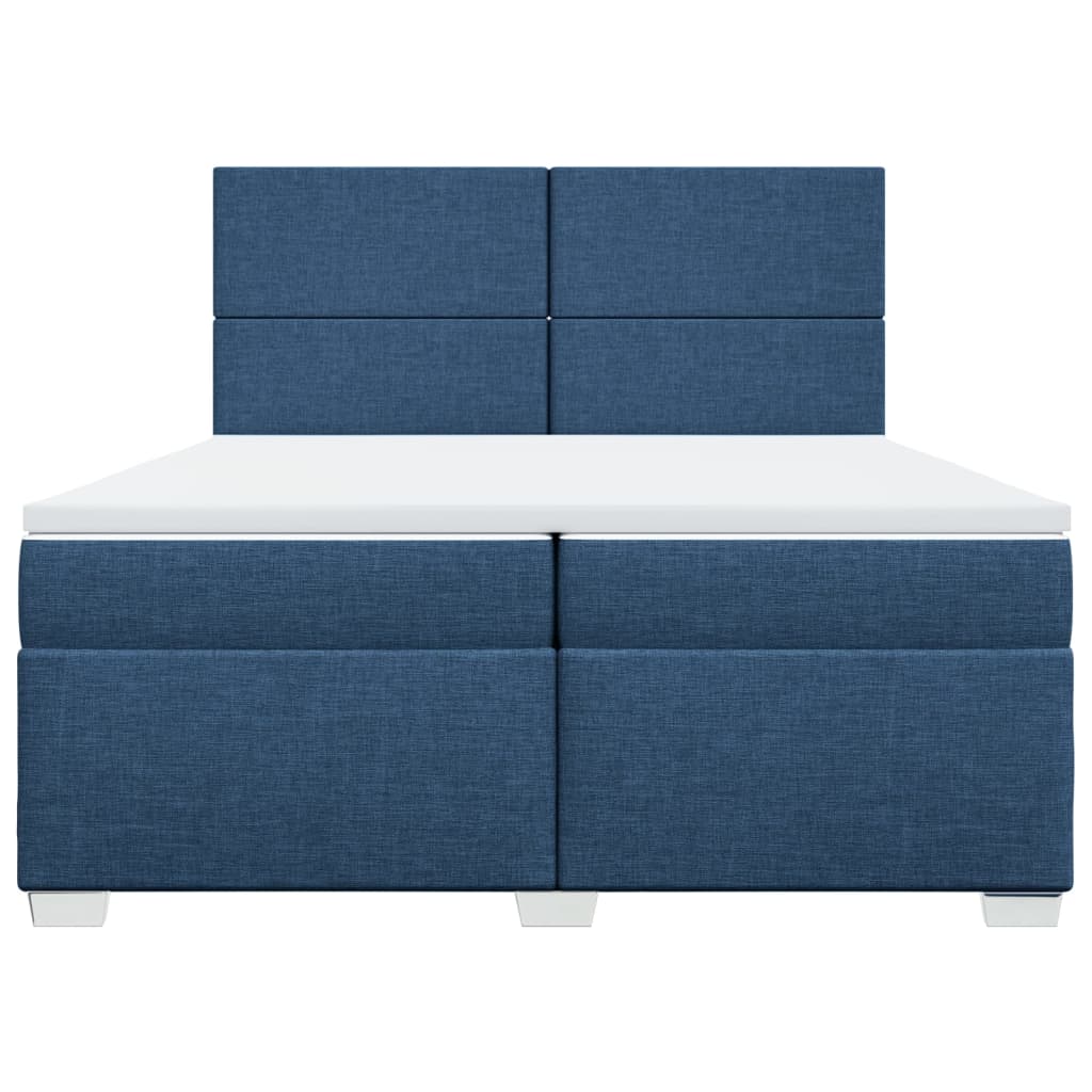 vidaXL Cama box spring con colchón tela azul 200x200 cm