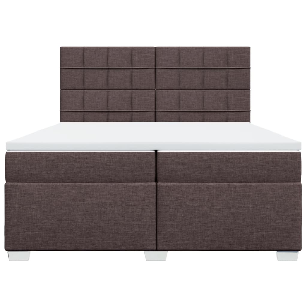 vidaXL Cama box spring con colchón tela marrón oscuro 200x200 cm