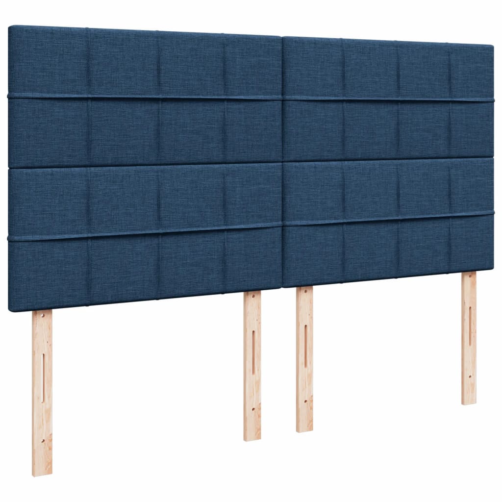 vidaXL Cama box spring con colchón tela azul 200x200 cm