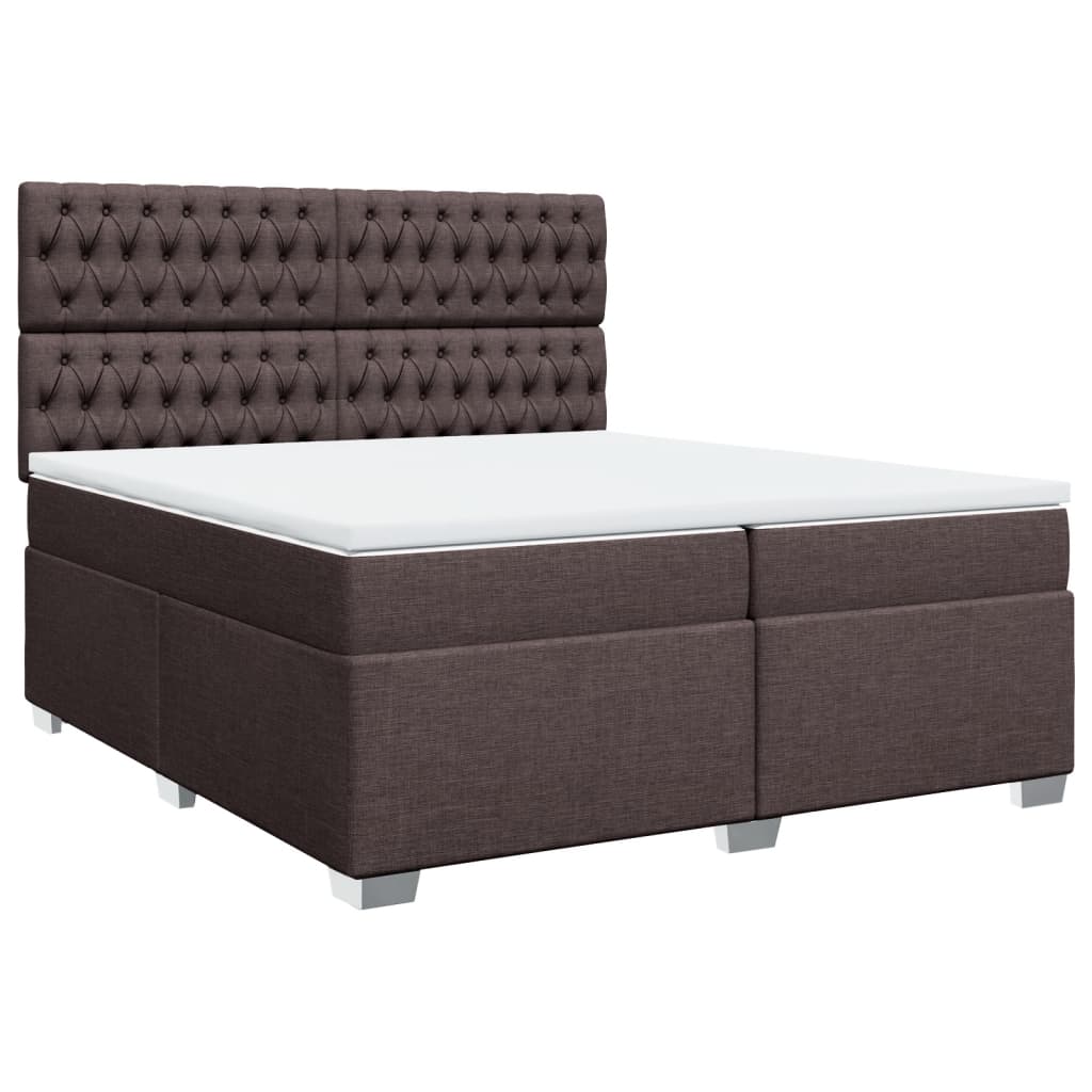 vidaXL Cama box spring con colchón tela marrón oscuro 200x200 cm