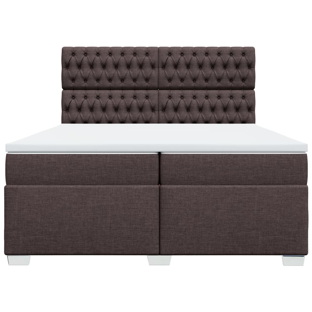 vidaXL Cama box spring con colchón tela marrón oscuro 200x200 cm