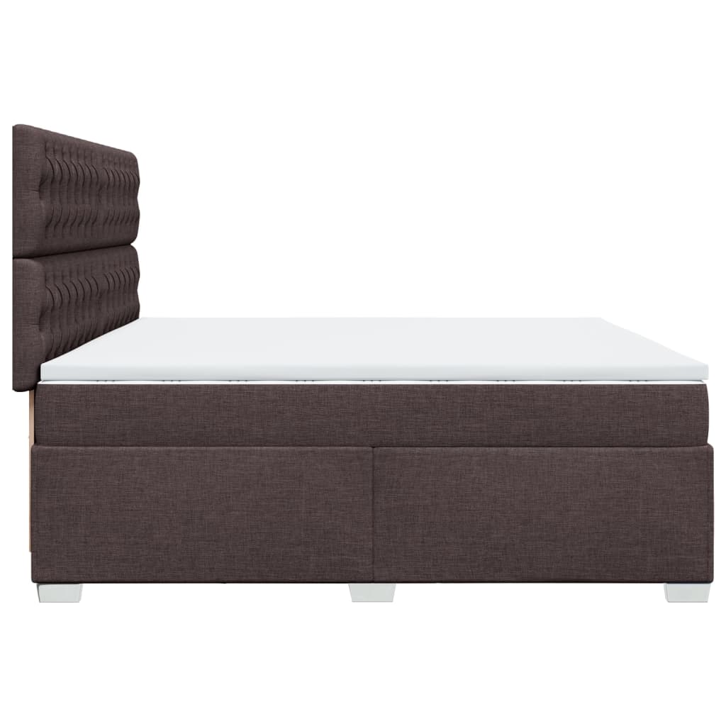 vidaXL Cama box spring con colchón tela marrón oscuro 200x200 cm