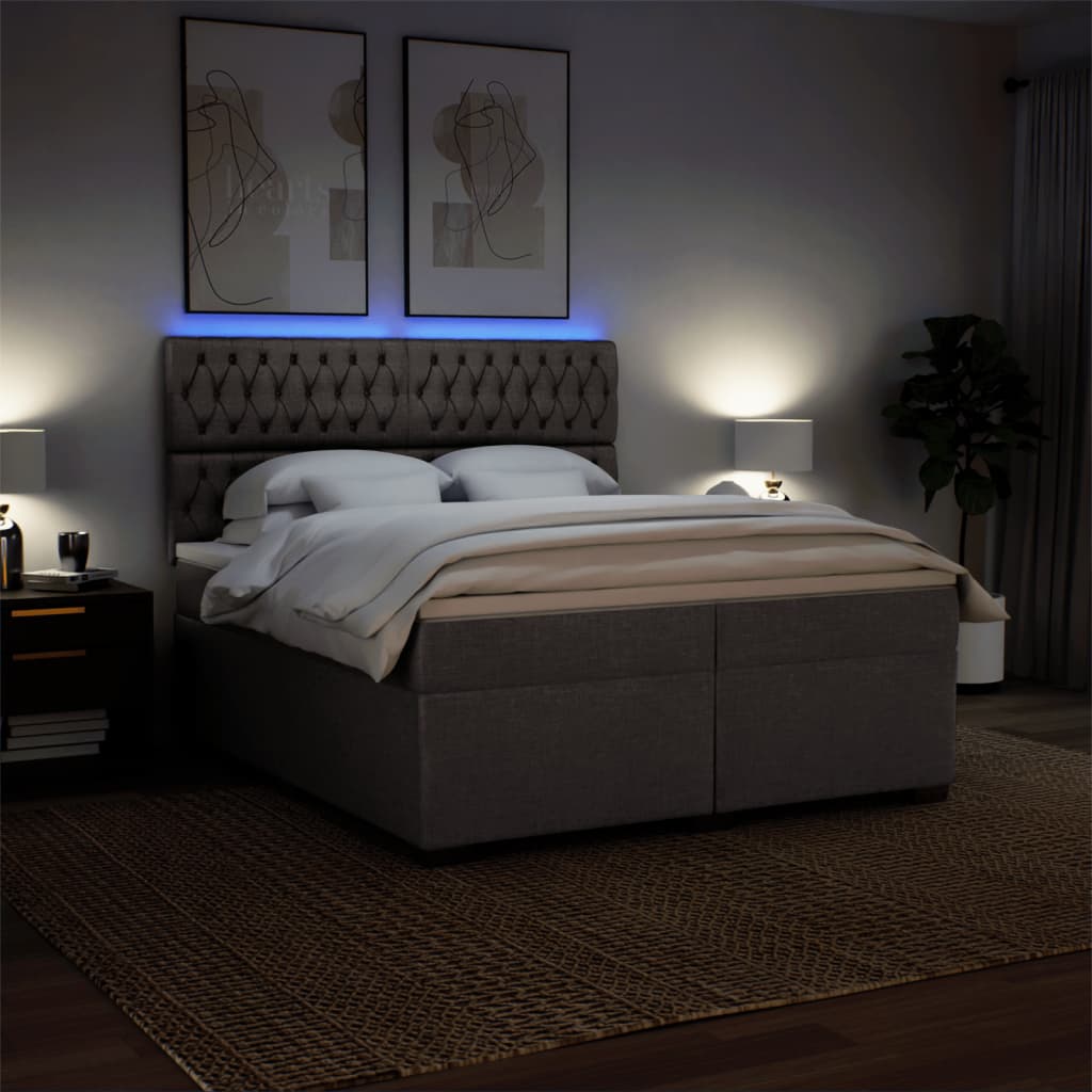 vidaXL Cama box spring con colchón tela gris taupe 200x200 cm