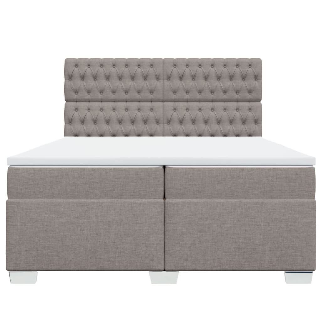 vidaXL Cama box spring con colchón tela gris taupe 200x200 cm