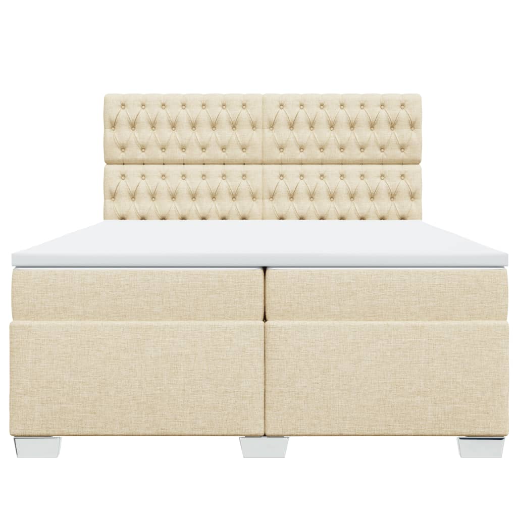 vidaXL Cama box spring con colchón tela color crema 200x200 cm