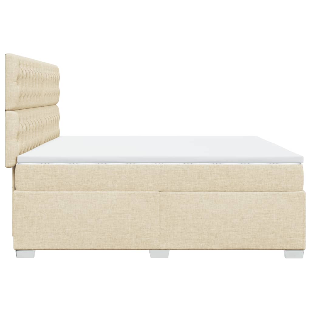 vidaXL Cama box spring con colchón tela color crema 200x200 cm