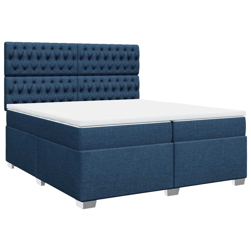 vidaXL Cama box spring con colchón tela azul 200x200 cm