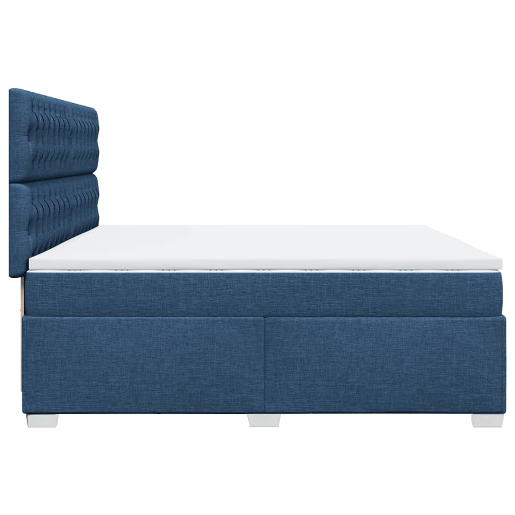 vidaXL Cama box spring con colchón tela azul 200x200 cm