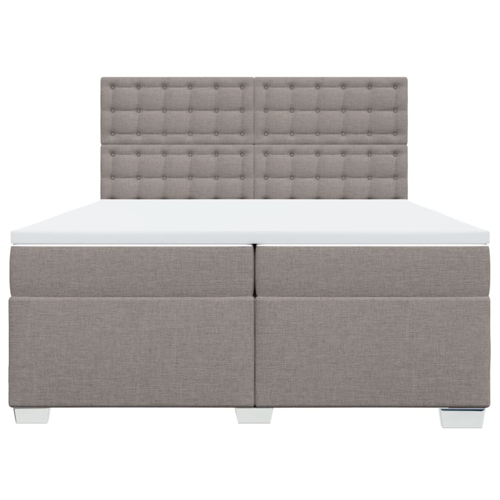 vidaXL Cama box spring con colchón tela gris taupe 200x200 cm