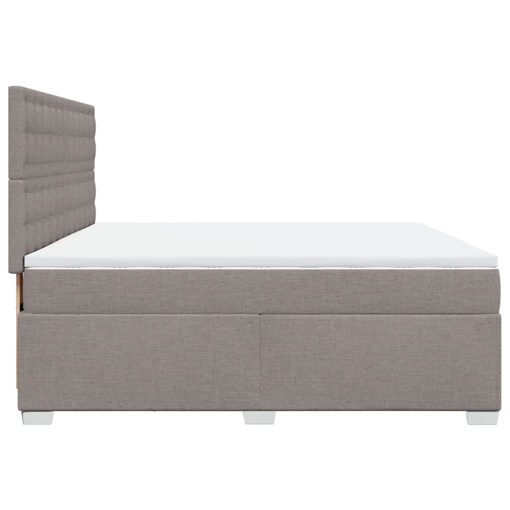 vidaXL Cama box spring con colchón tela gris taupe 200x200 cm