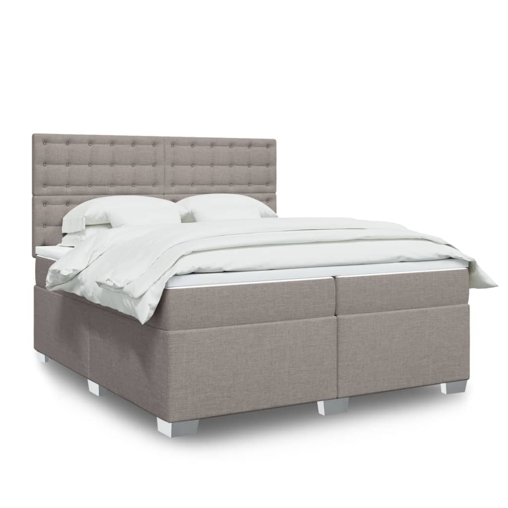 vidaXL Cama box spring con colchón tela gris taupe 200x200 cm