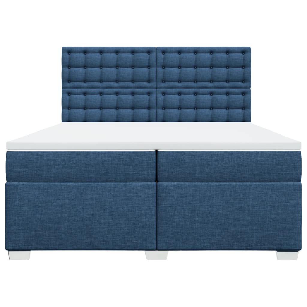 vidaXL Cama box spring con colchón tela azul 200x200 cm