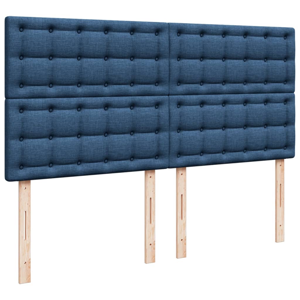 vidaXL Cama box spring con colchón tela azul 200x200 cm