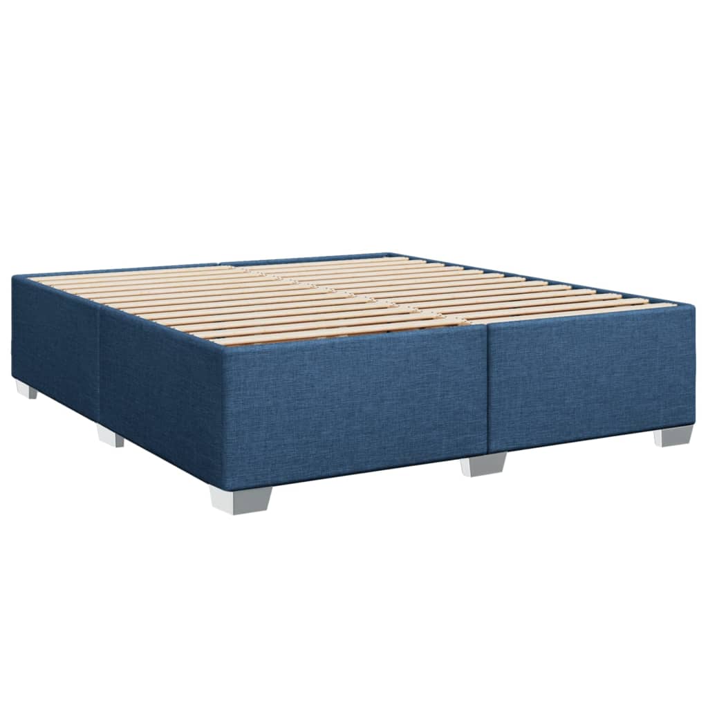 vidaXL Cama box spring con colchón tela azul 200x200 cm