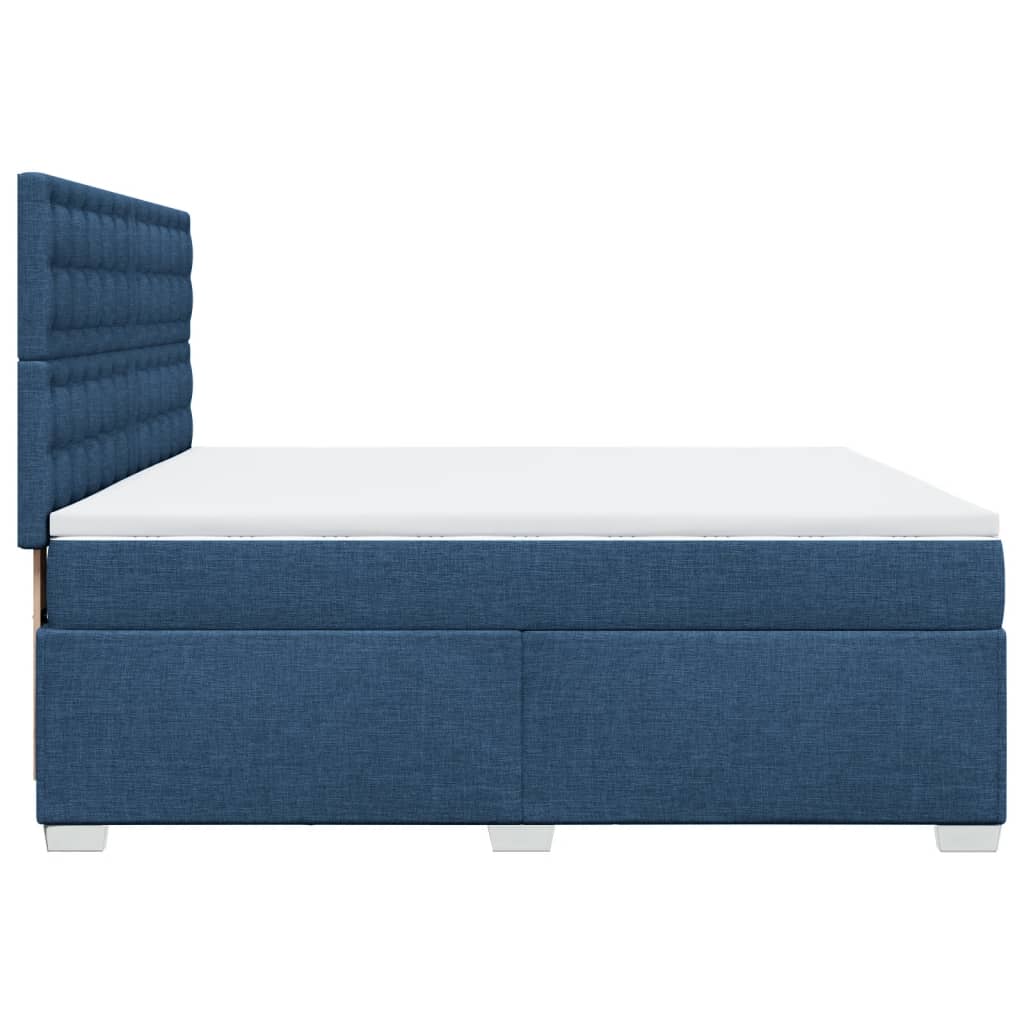 vidaXL Cama box spring con colchón tela azul 200x200 cm