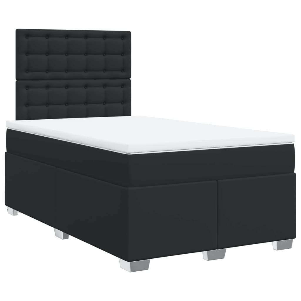 vidaXL Cama box spring con colchón cuero sintético negro 120x200 cm