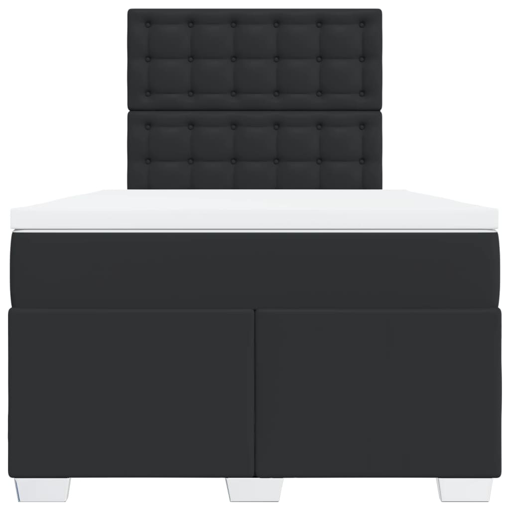 vidaXL Cama box spring con colchón cuero sintético negro 120x200 cm