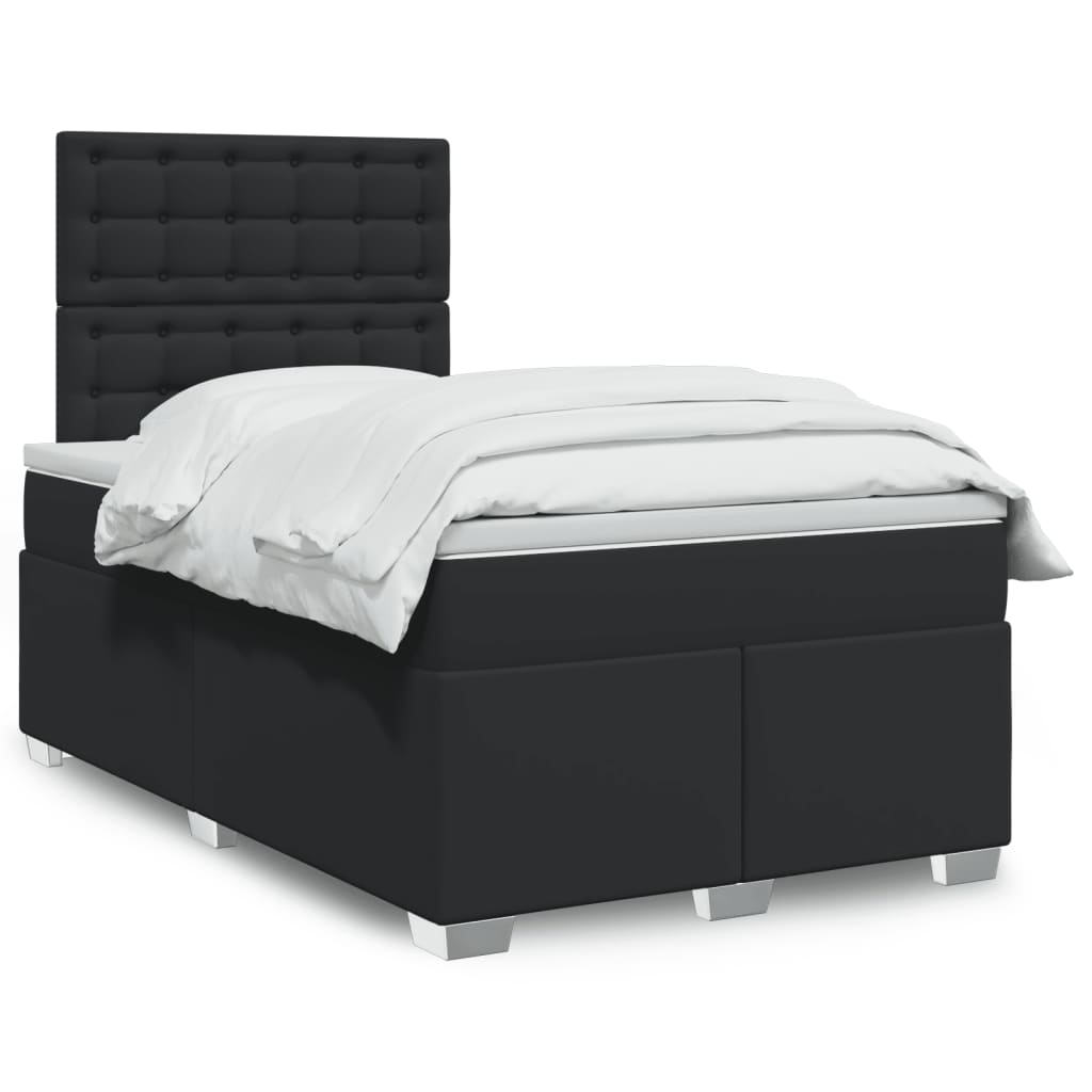 vidaXL Cama box spring con colchón cuero sintético negro 120x200 cm