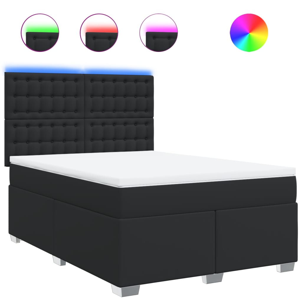 vidaXL Cama box spring con colchón cuero sintético negro 140x190 cm