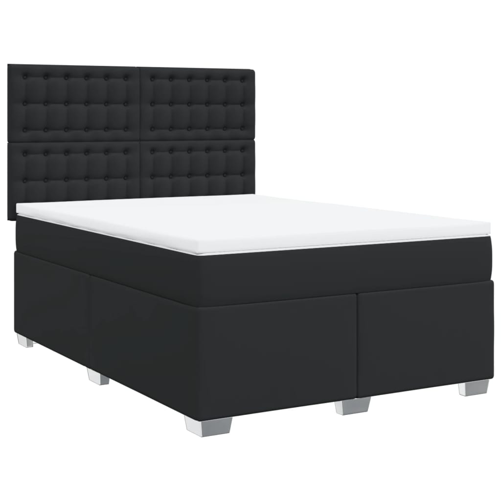 vidaXL Cama box spring con colchón cuero sintético negro 140x190 cm