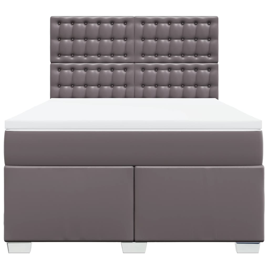 vidaXL Cama box spring con colchón cuero sintético gris 140x190 cm