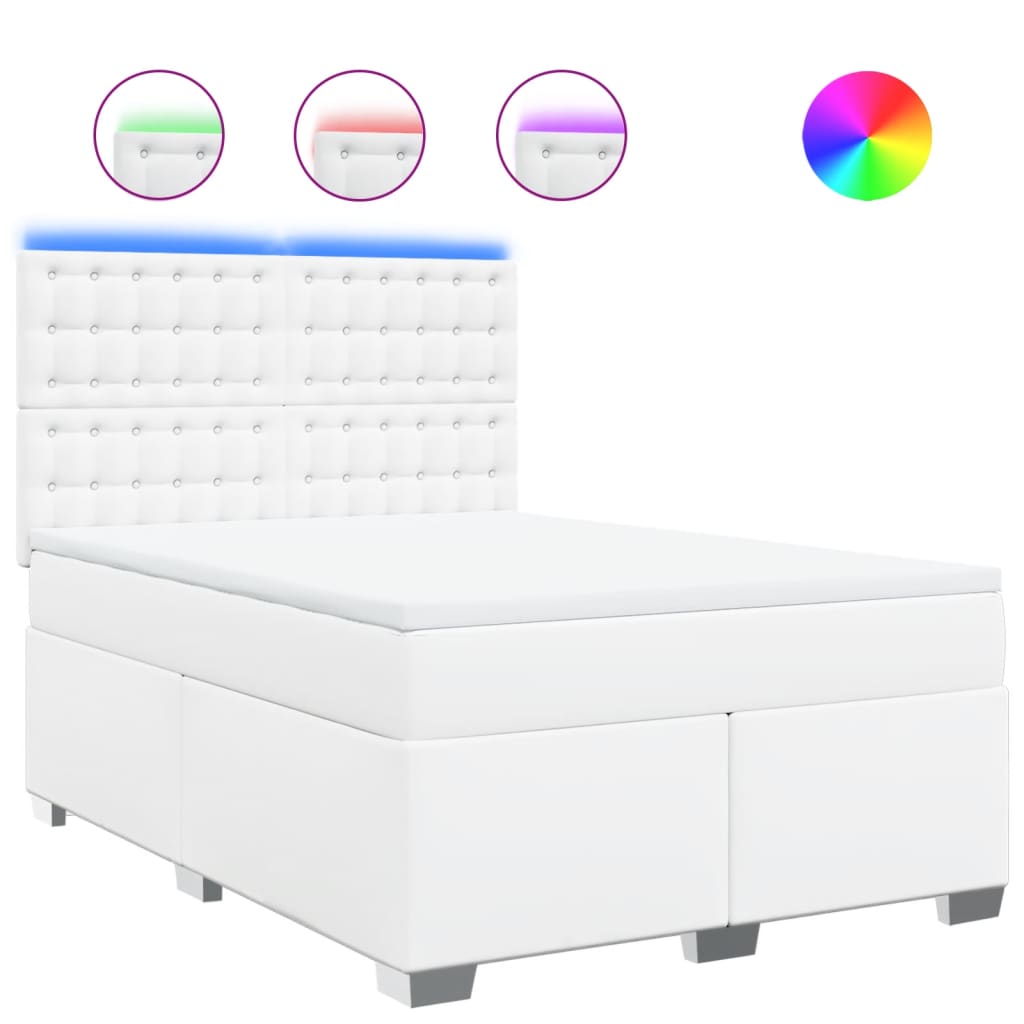 vidaXL Cama box spring con colchón cuero sintético blanco 140x200cm