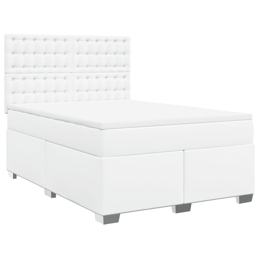 vidaXL Cama box spring con colchón cuero sintético blanco 140x200cm