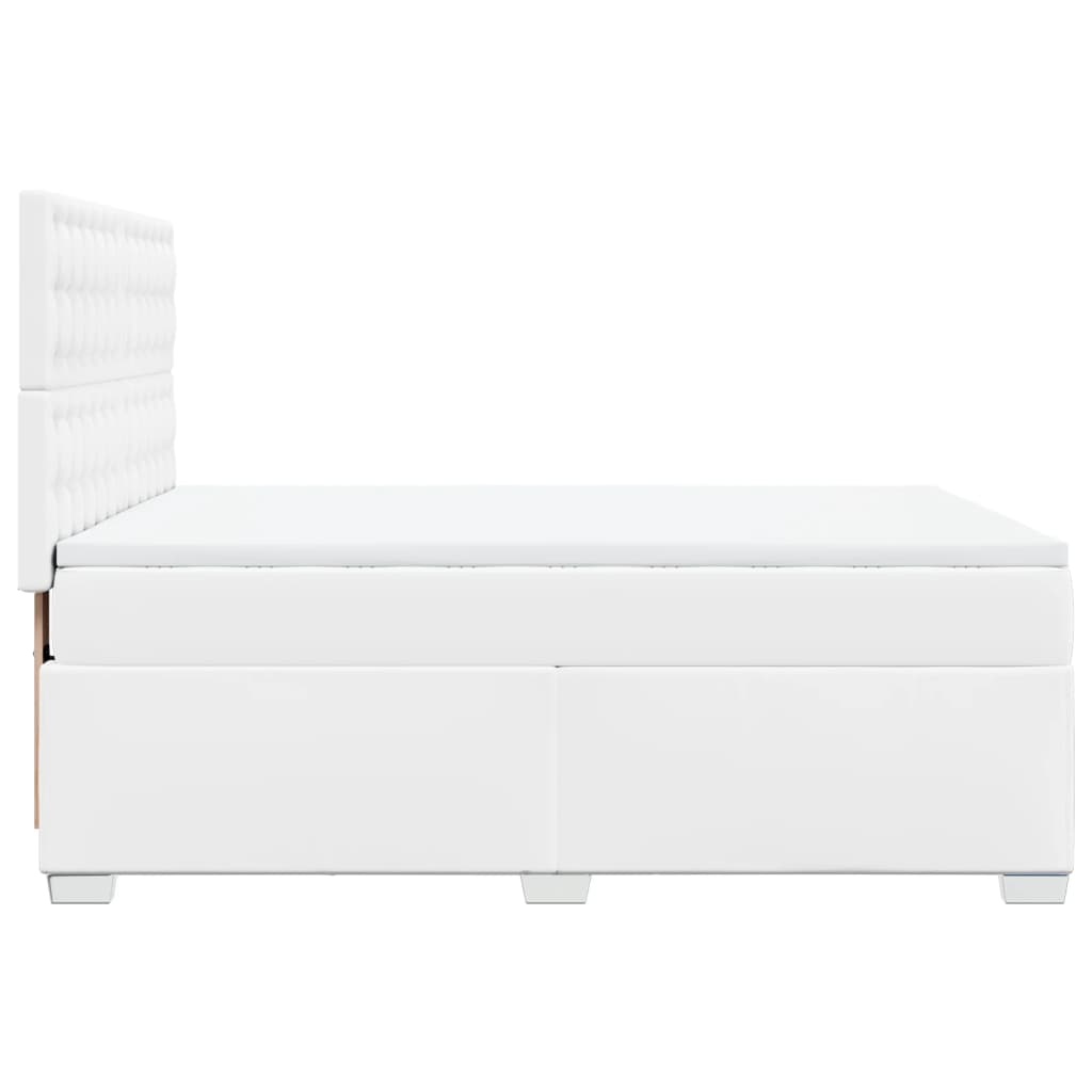 vidaXL Cama box spring con colchón cuero sintético blanco 140x200cm