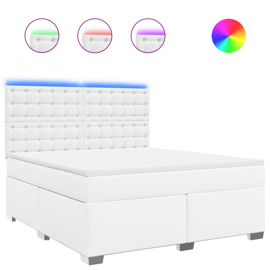 vidaXL Cama box spring con colchón cuero sintético blanco 180x200 cm