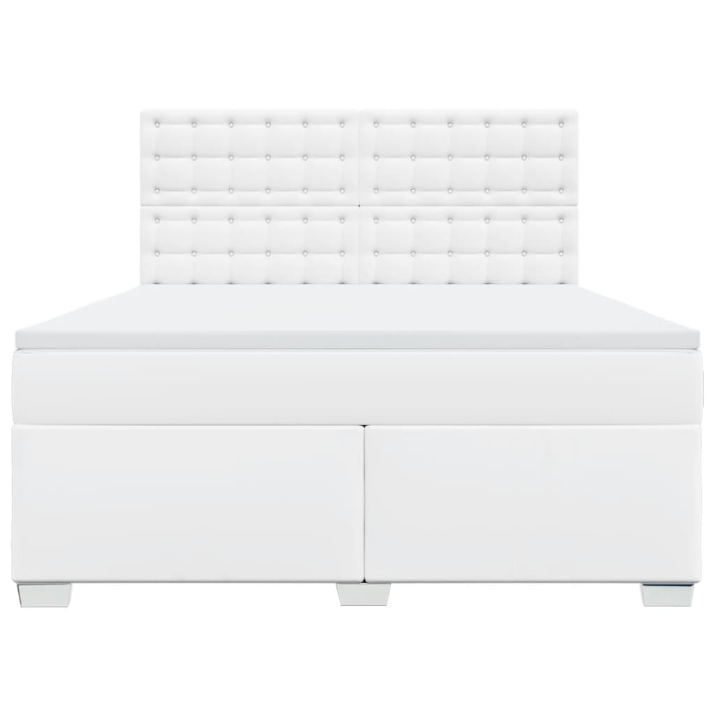 vidaXL Cama box spring con colchón cuero sintético blanco 180x200 cm