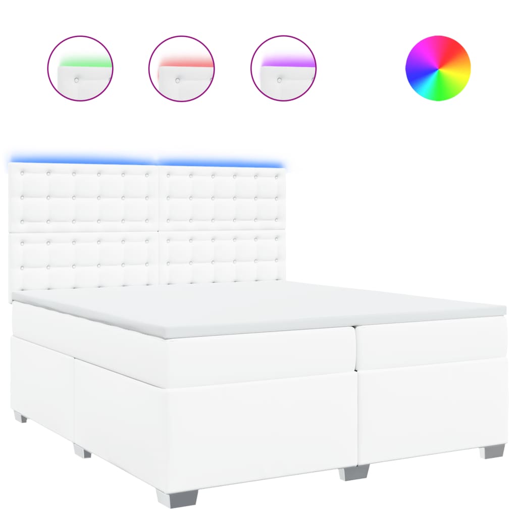 vidaXL Cama box spring con colchón cuero sintético blanco 200x200 cm