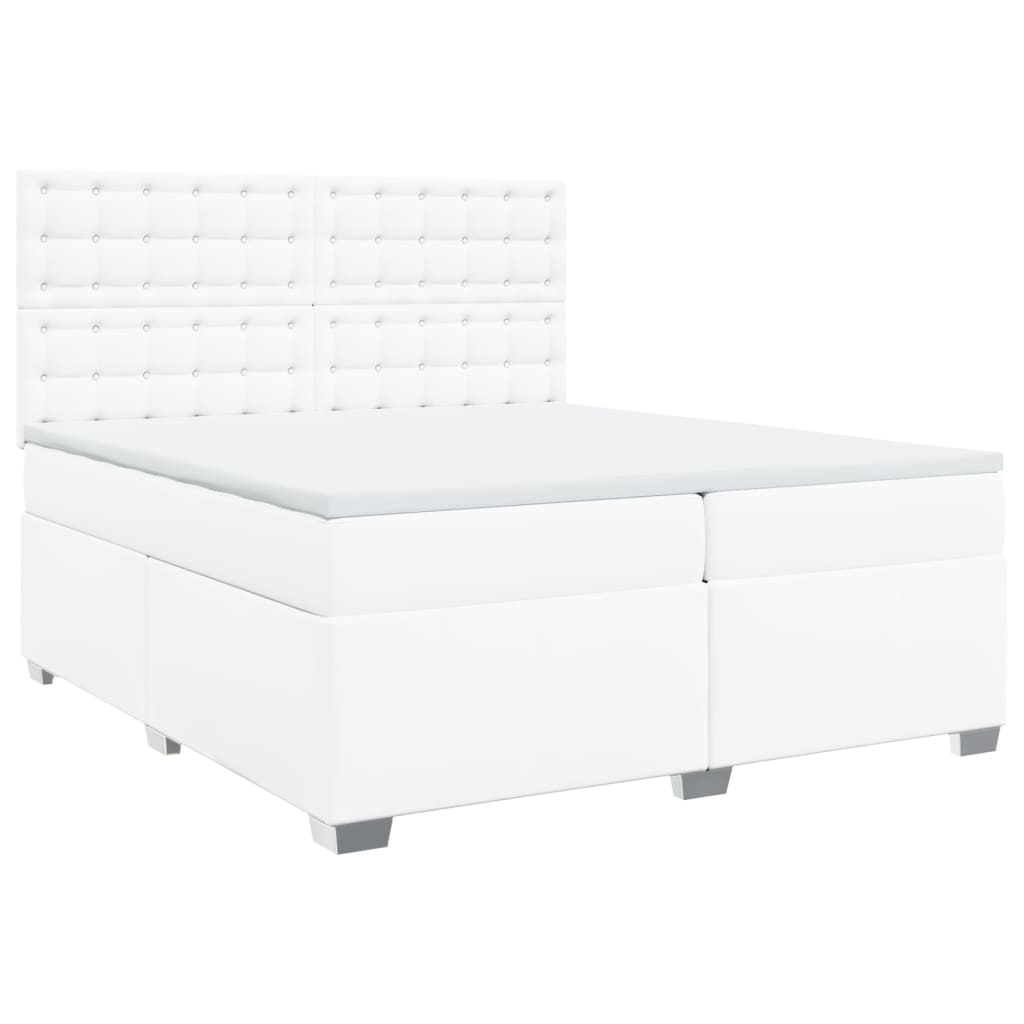 vidaXL Cama box spring con colchón cuero sintético blanco 200x200 cm