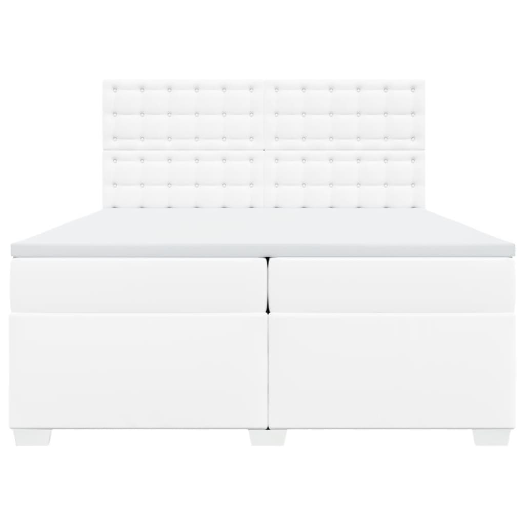 vidaXL Cama box spring con colchón cuero sintético blanco 200x200 cm