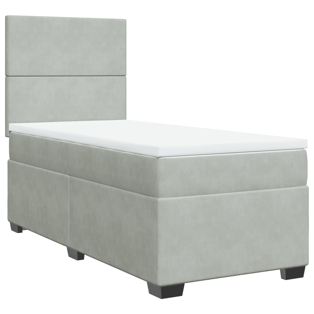 vidaXL Cama box spring con colchón terciopelo gris claro 80x200 cm