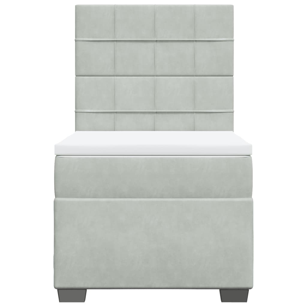 vidaXL Cama box spring con colchón terciopelo gris claro 80x200 cm