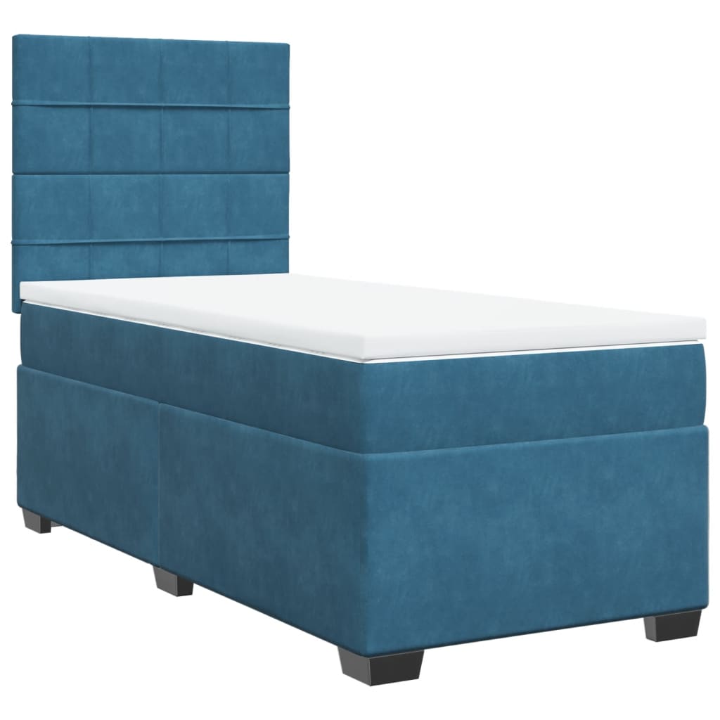 vidaXL Cama box spring con colchón terciopelo azul oscuro 80x200 cm