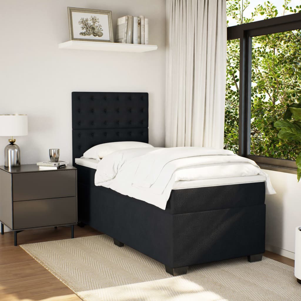 vidaXL Cama box spring con colchón terciopelo negro 80x200 cm