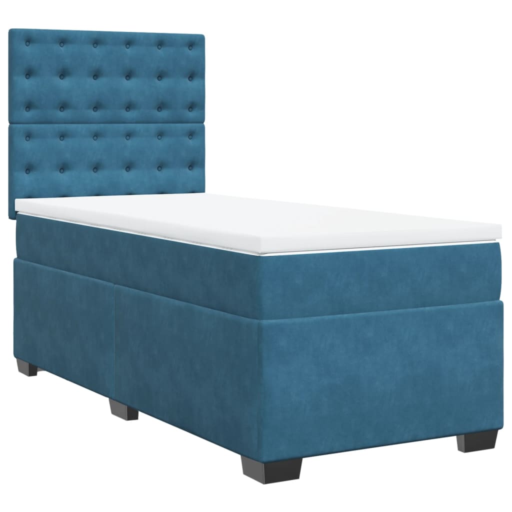 vidaXL Cama box spring con colchón terciopelo azul oscuro 80x200 cm