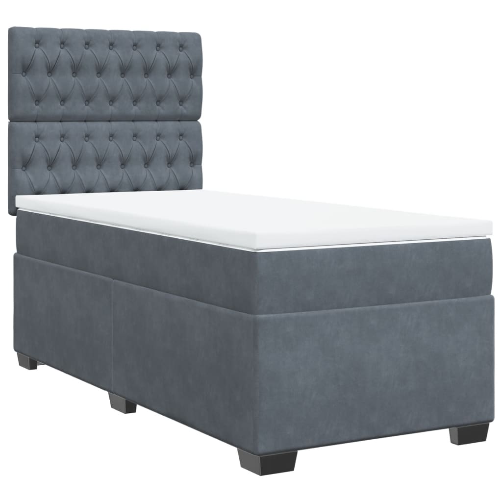 vidaXL Cama box spring con colchón terciopelo gris oscuro 90x200 cm